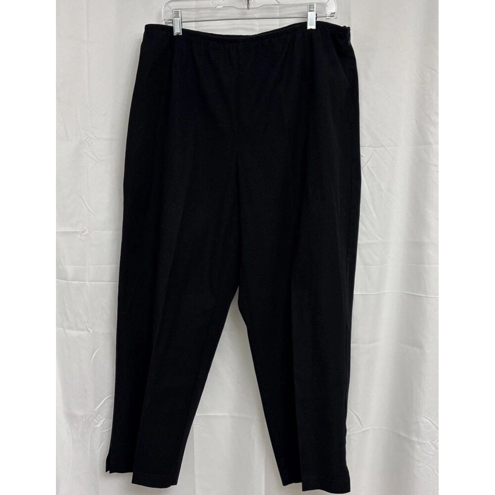 Eileen Fisher Stretch Side Zip, Elastic Waist, Slit Hem, Twill Pants, Black, 1x